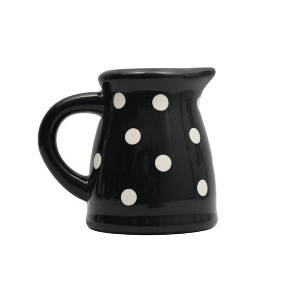 Terramoto Other - Terramoto Black with White Polka Dot Ceramic Pitcher 20 fl oz